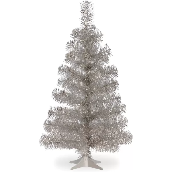 National Tree Company Artificial Christmas Tree Purple Tinsel Includes Stand 6 feetSilver Christmas Tree  Artificial Trees Silver 3 feet