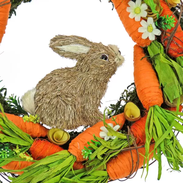 National Tree Company Artificial Hanging Wreath Foam Grassy Base Decorated with Carrots Flower Blooms Bunny Easter Collection 15 InchesNational Tree Company Artificial Hanging Wreath Foam Grassy Base Decorated with Carrots Flower Blooms Bunny Easter Collection 15 Inches