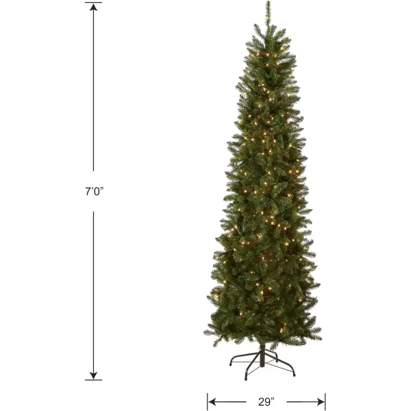 National Tree Company Artificial PreLit Slim Christmas Tree Green Kingswood Fir White Lights Includes Stand 7 Feet7 ft Whitegreen