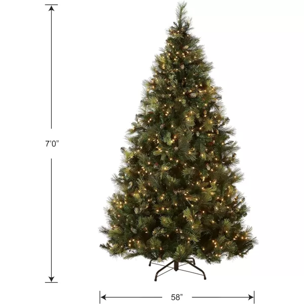 National Tree Company Feel Real Prelit Artificial Christmas Tree  Includes Prestrung White Lights  Flocked with Cones  Carolina Pine  7 ftNational Tree Company Feel Real Prelit Artificial Christmas Tree  Includes Prestrung White Lights  Flocked with Cones  Carolina Pine  7 ft