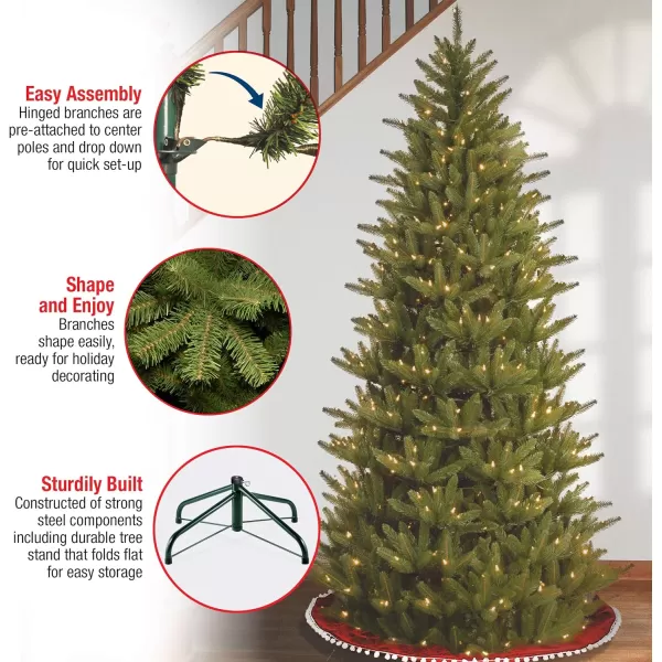 National Tree Company Feel Real Prelit Artificial Christmas Tree  Includes Prestrung White Lights and Stand  Frasier Slim  75 ft75 ft