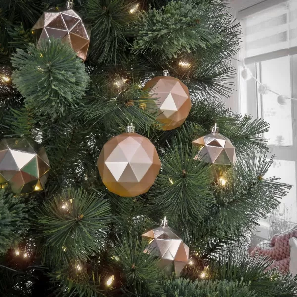 National Tree Company First Traditions Christmas Tree Ornaments Geometric Metallic and Matte Rose Gold Set of 6National Tree Company First Traditions Christmas Tree Ornaments Geometric Metallic and Matte Rose Gold Set of 6