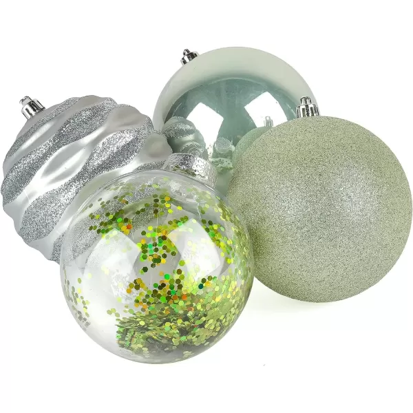 National Tree Company First Traditions Christmas Tree Ornaments Glittery White Silver and Teal Ball Assortment Set of 9National Tree Company First Traditions Christmas Tree Ornaments Glittery White Silver and Teal Ball Assortment Set of 9