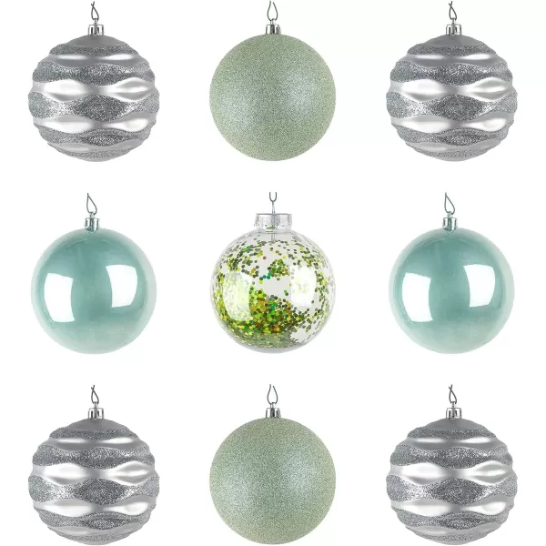 National Tree Company First Traditions Christmas Tree Ornaments Glittery White Silver and Teal Ball Assortment Set of 9National Tree Company First Traditions Christmas Tree Ornaments Glittery White Silver and Teal Ball Assortment Set of 9