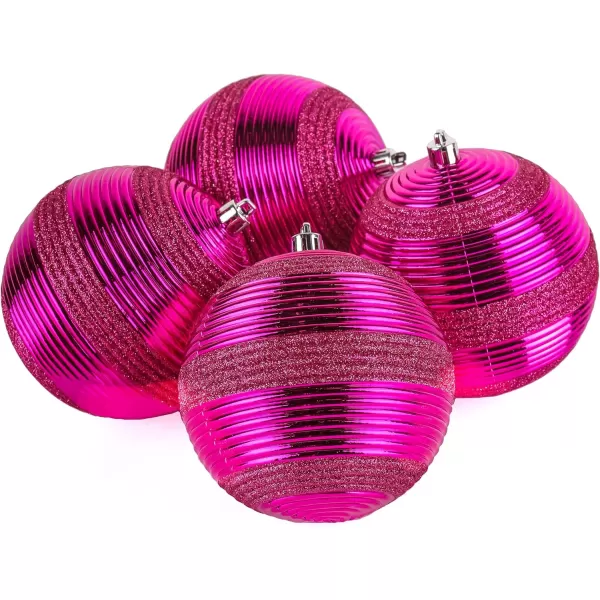 National Tree Company First Traditions Christmas Tree Ornaments Hot Pink with Glitter Stripes Set of 6National Tree Company First Traditions Christmas Tree Ornaments Hot Pink with Glitter Stripes Set of 6