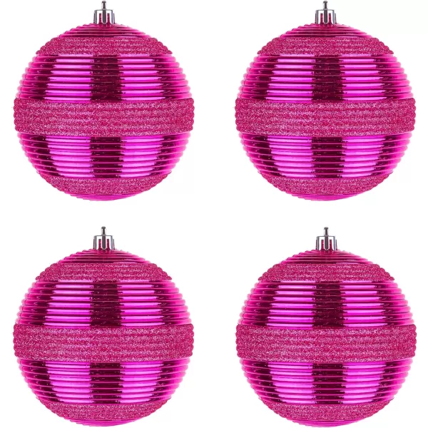 National Tree Company First Traditions Christmas Tree Ornaments Hot Pink with Glitter Stripes Set of 6National Tree Company First Traditions Christmas Tree Ornaments Hot Pink with Glitter Stripes Set of 6