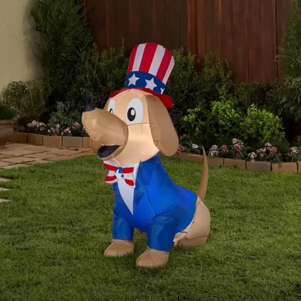 National Tree Company Patriotic Inflatable Decoration Blue Brown Dog Wearing Red White and Blue Suit and Hat Self Inflating Plug in Fourth of July Collection 60 InchesNational Tree Company Patriotic Inflatable Decoration Blue Brown Dog Wearing Red White and Blue Suit and Hat Self Inflating Plug in Fourth of July Collection 60 Inches