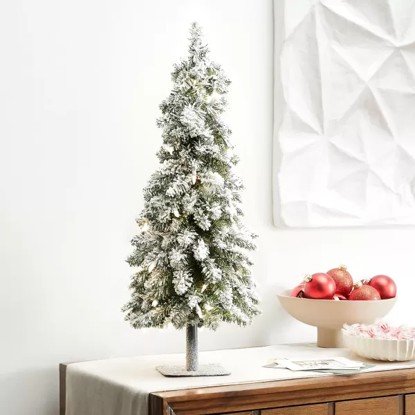 National Tree Company PreLit Artificial Christmas Tree Snowy Downswept Green White Lights Includes Stand 2 Feet2 ft Tree