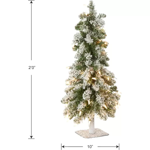 National Tree Company PreLit Artificial Christmas Tree Snowy Downswept Green White Lights Includes Stand 2 Feet2 ft Tree