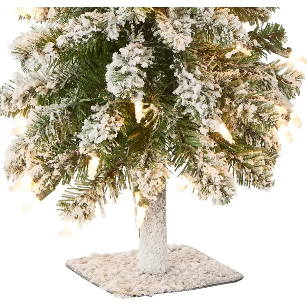 National Tree Company PreLit Artificial Christmas Tree Snowy Downswept Green White Lights Includes Stand 2 Feet2 ft Tree