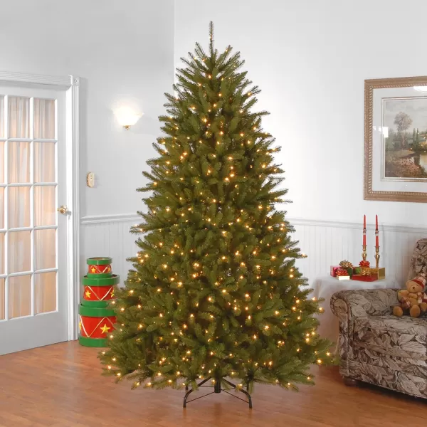 National Tree Company PreLit Artificial Full Christmas Tree Green Dunhill Fir Dual Color LED Lights Includes Stand 75 Feet9 ft Tree  Garland 9 ft