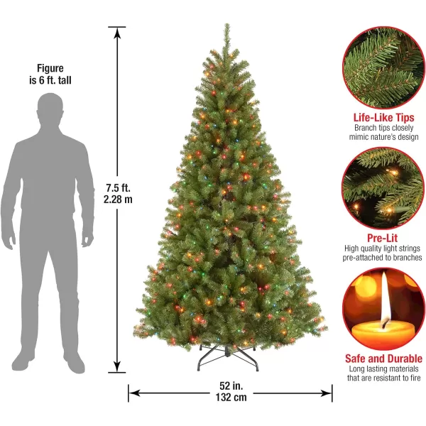 National Tree Company PreLit Artificial Slim Christmas Tree Green North Valley Spruce Multicolor Lights Includes Stand 75 Feet75 ft