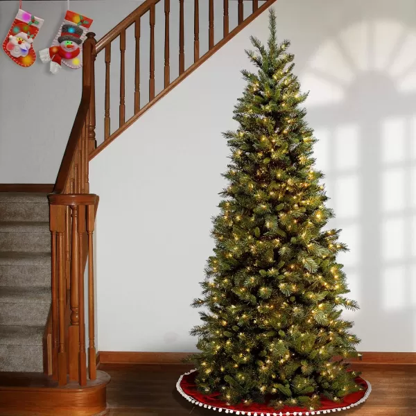 National Tree Company PreLit Artificial Slim Christmas Tree Green Tiffany Fir White Lights Includes Stand 75 Feet75 ft