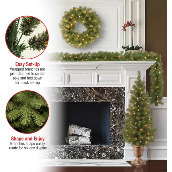 National Tree Company Prelit Artificial Christmas 4Piece Set  Garland Wreath and Set of 2 Entrance TreesNational Tree Company Prelit Artificial Christmas 4Piece Set  Garland Wreath and Set of 2 Entrance Trees