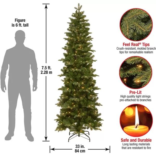 National Tree Company Prelit Artificial Christmas Tree  Includes Prestrung White Lights and Stand  Prescott Pencil Slim  75 ft75 ft