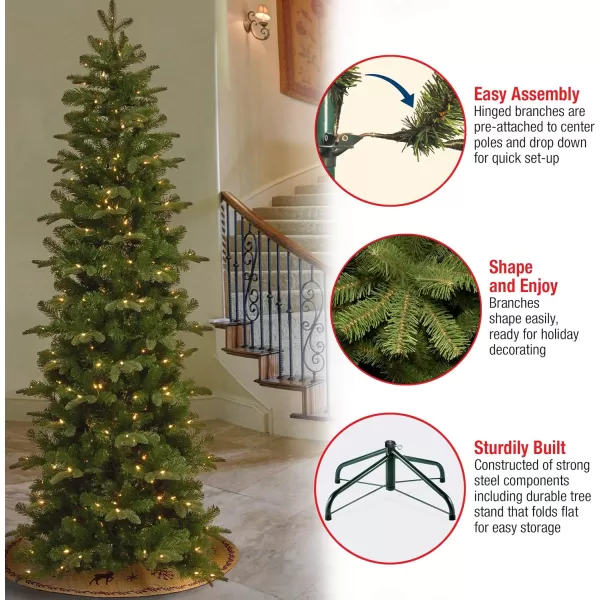 National Tree Company Prelit Artificial Christmas Tree  Includes Prestrung White Lights and Stand  Prescott Pencil Slim  75 ft75 ft