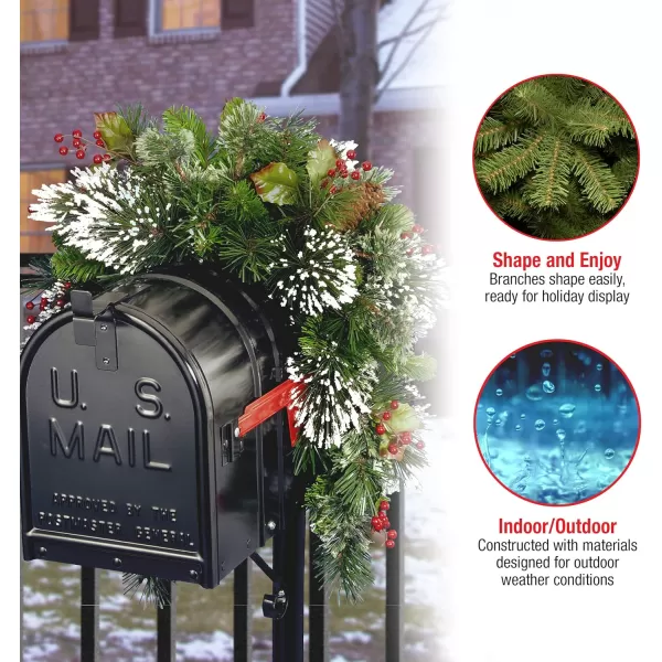 National Tree Wintery Pine Collection Mailbox Swag 3 ftUnlit