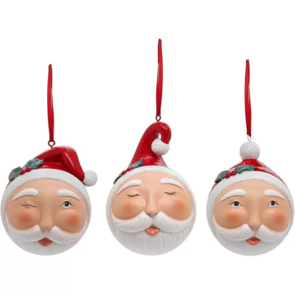 HGTV Home Collection 3 Whimsical Santa Ornaments 4inHGTV Home Collection 3 Whimsical Santa Ornaments 4in