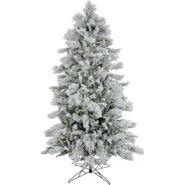 HGTV Home Collection PreLit Artificial Slim Flocked Bavarian Pine Tree with PowerConnect LED Lights Hinged Branches Plug in 65ftFlocked Bavarian 65Foot