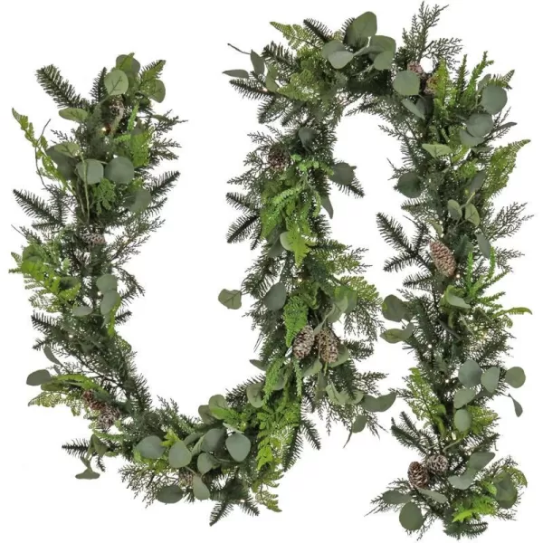 HGTV Home Collection PreLit Winter Garden Artificial Garland with Pinecones and Fern Fronds Battery Operated with Timer HGTV Home Collection Green 9 ftHGTV Home Collection PreLit Winter Garden Artificial Garland with Pinecones and Fern Fronds Battery Operated with Timer HGTV Home Collection Green 9 ft