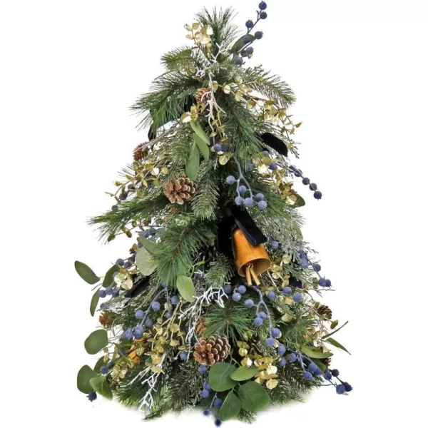 HGTV Home Collection Unlit Swiss Chic Artificial Topiary Tree with Pinecones Berries and Bells Unlit HGTV Home Collection Blue 26inHGTV Home Collection Unlit Swiss Chic Artificial Topiary Tree with Pinecones Berries and Bells Unlit HGTV Home Collection Blue 26in