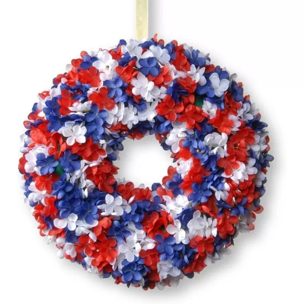 National Tree 14 Inch Patriotic Wreath with Red White and Blue Hydrangeas RAP528414W1National Tree 14 Inch Patriotic Wreath with Red White and Blue Hydrangeas RAP528414W1