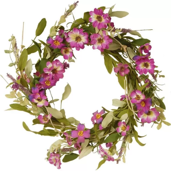 National Tree 20 Inch Floral Wreath with Purple Daisy and Lavender Flowers GAF3020WDLP20 Purple