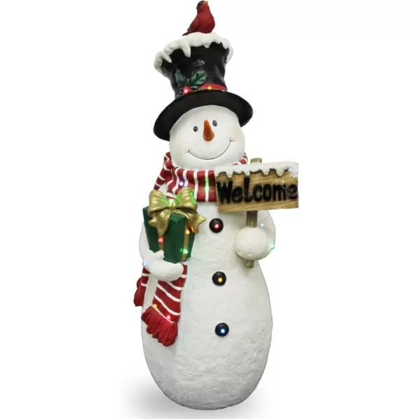 National Tree 285 Inch White Snowman with Sign and 17 Multicolor LED Lights BG17815B285Inch Snowman with Sign