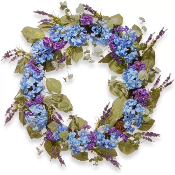 National Tree 32 Inch Spring Wreath with Blue and Purple Hydrangeas RASAW030208ANational Tree 32 Inch Spring Wreath with Blue and Purple Hydrangeas RASAW030208A