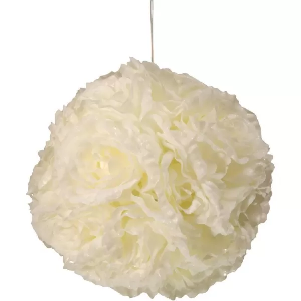 National Tree 9 Inch Glittery White Rose Hanging Ball RAWTL396911National Tree 9 Inch Glittery White Rose Hanging Ball RAWTL396911