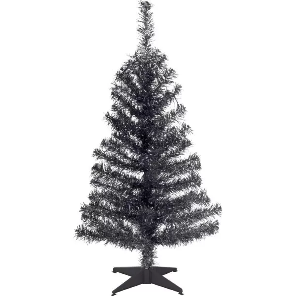 National Tree Company Artificial Christmas Tree Pink Tinsel Includes Stand 3 feetBlack