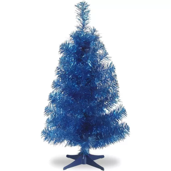 National Tree Company Artificial Christmas Tree Pink Tinsel Includes Stand 3 feetBlue