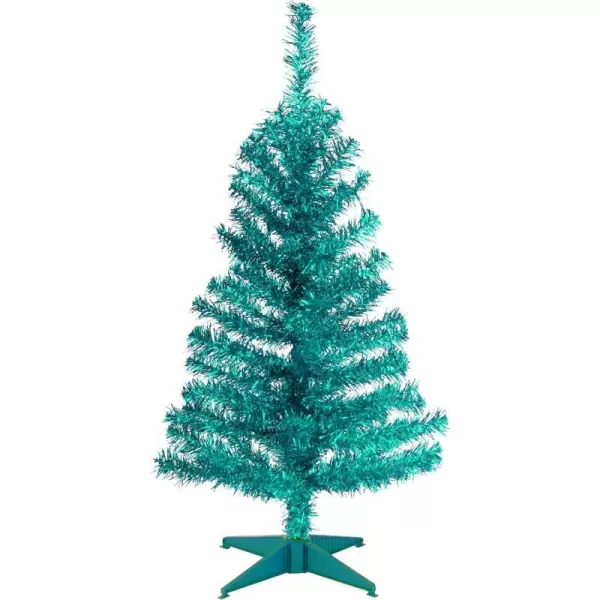 National Tree Company Artificial Christmas Tree Pink Tinsel Includes Stand 3 feetTurquoise