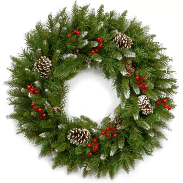 National Tree Company Artificial Christmas Wreath  Flocked with Mixed Decorations  Frosted Berry24 Inch 24 Inch24 Inch Green