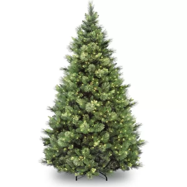 National Tree Company Feel Real Prelit Artificial Christmas Tree  Includes Prestrung White Lights  Flocked with Cones  Carolina Pine  7 ftNational Tree Company Feel Real Prelit Artificial Christmas Tree  Includes Prestrung White Lights  Flocked with Cones  Carolina Pine  7 ft