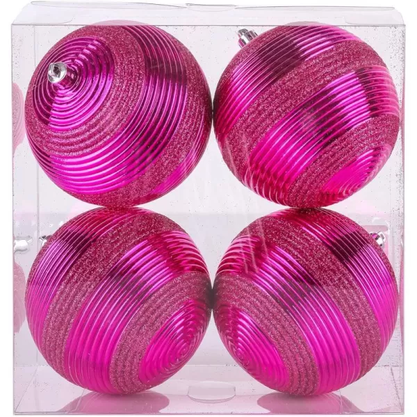 National Tree Company First Traditions Christmas Tree Ornaments Hot Pink with Glitter Stripes Set of 6National Tree Company First Traditions Christmas Tree Ornaments Hot Pink with Glitter Stripes Set of 6