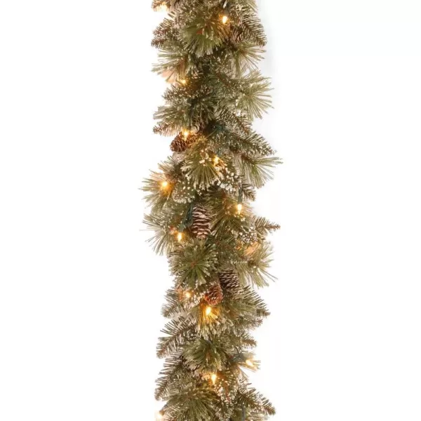 National Tree Company PreLit Artificial Christmas Garland Green Glittery Bristle Pine White Lights Decorated With Pine Cones Frosted Branches Plug In Christmas Collection 9 FeetNational Tree Company PreLit Artificial Christmas Garland Green Glittery Bristle Pine White Lights Decorated With Pine Cones Frosted Branches Plug In Christmas Collection 9 Feet