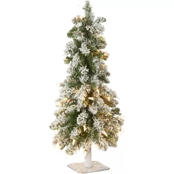 National Tree Company PreLit Artificial Christmas Tree Snowy Downswept Green White Lights Includes Stand 2 Feet2 ft Tree