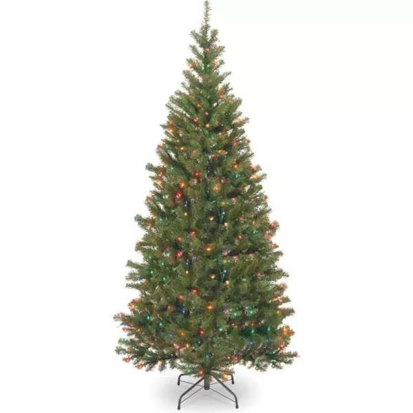 National Tree Company PreLit Artificial Slim Christmas Tree Green Aspen Spruce Multicolor Lights Includes Stand 7 Feet6 ft