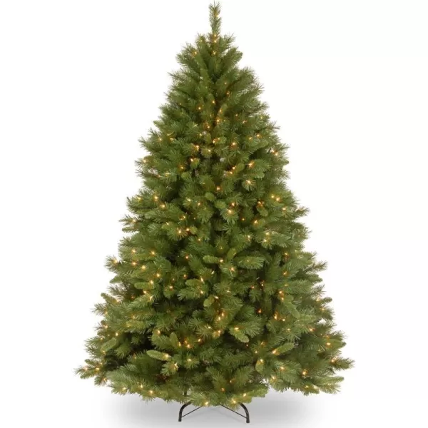 National Tree Company Prelit Artificial Christmas Tree  Includes Prestrung White Lights and Stand  White With Silver Glitter  Winchester White Pine  7 ft75 Foot Green