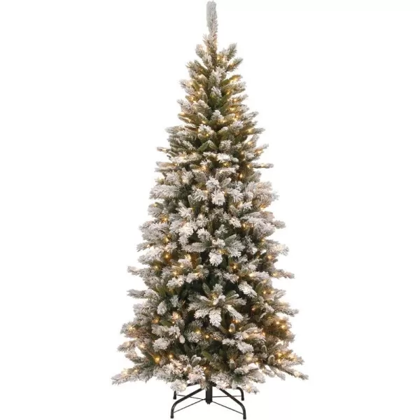 National Tree Company lit Artificial Christmas Tree  Includes PreStrung White Lights and Stand  Snowy Mountain Pine Slim75 ftNational Tree Company lit Artificial Christmas Tree  Includes PreStrung White Lights and Stand  Snowy Mountain Pine Slim75 ft