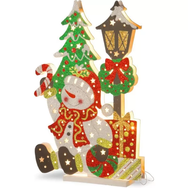 National Tree MZC1518 PreLit 175 Wooden Snowman SceneNational Tree MZC1518 PreLit 175 Wooden Snowman Scene