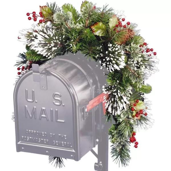 National Tree Wintery Pine Collection Mailbox Swag 3 ftUnlit