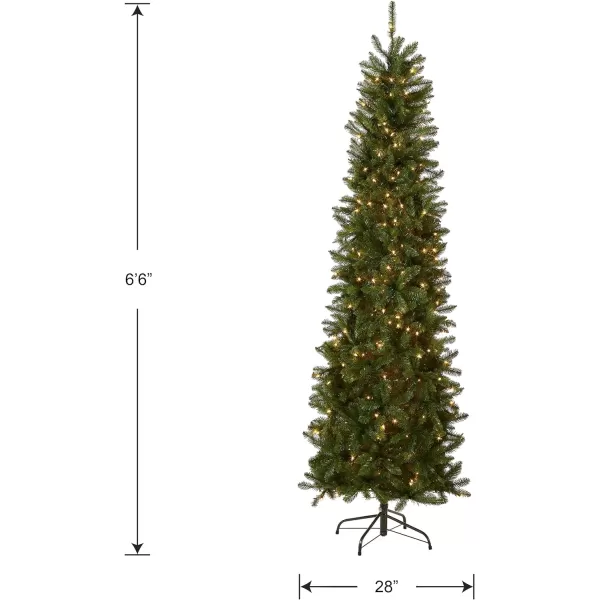 National Tree Company Artificial PreLit Slim Christmas Tree Green Kingswood Fir White Lights Includes Stand 65 Feet65 ft Green