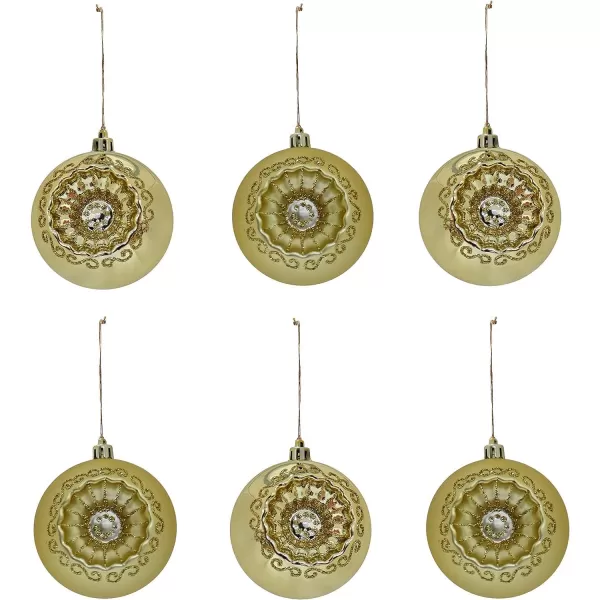 National Tree Company First Traditions Christmas Tree Ornaments Metallic Gold with Swirls Set of 6National Tree Company First Traditions Christmas Tree Ornaments Metallic Gold with Swirls Set of 6