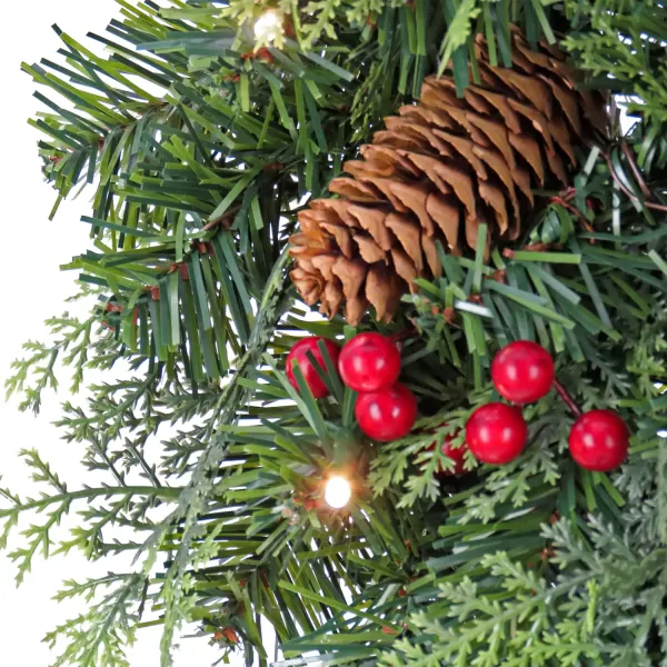 National Tree Company First Traditions PreLit Christmas Wreath and Two Garlands with Berries and Pinecones Warm White LED Lights Battery Operated 9 ftNational Tree Company First Traditions PreLit Christmas Wreath and Two Garlands with Berries and Pinecones Warm White LED Lights Battery Operated 9 ft