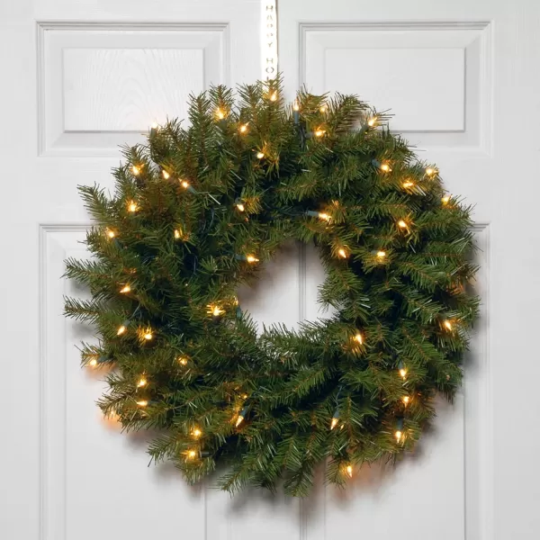 National Tree Company PreLit Artificial Christmas Wreath Green Norwood Fir White Lights Christmas Collection 48 Inches24 in Wreath