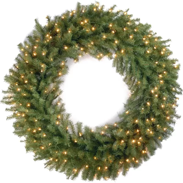 National Tree Company PreLit Artificial Christmas Wreath Green Norwood Fir White Lights Christmas Collection 48 Inches48Inch Wreath  Wreaths Green 24 Inches