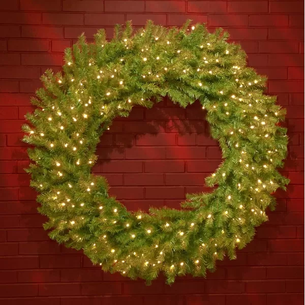 National Tree Company PreLit Artificial Christmas Wreath Green Norwood Fir White Lights Christmas Collection 48 Inches48Inch Wreath  Wreaths Green 24 Inches