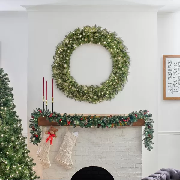 National Tree Company PreLit Artificial Christmas Wreath Green Norwood Fir White Lights Christmas Collection 48 Inches48Inch Wreath